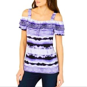 INC Ruffled Cold-Shoulder Top